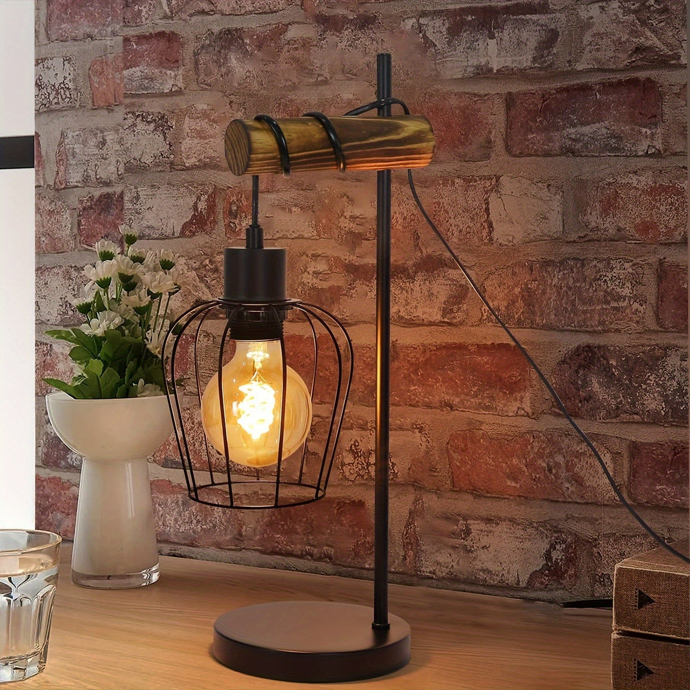 Vintage Industrielle Flammen Design Nachttischlampe