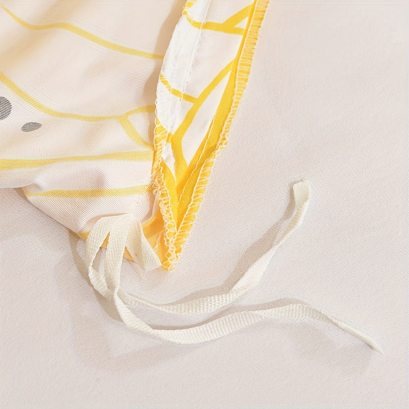 3-teiliges Bettwäsche-Set mit Gelbem Blumenmuster, Atmungsaktiv & Bequem