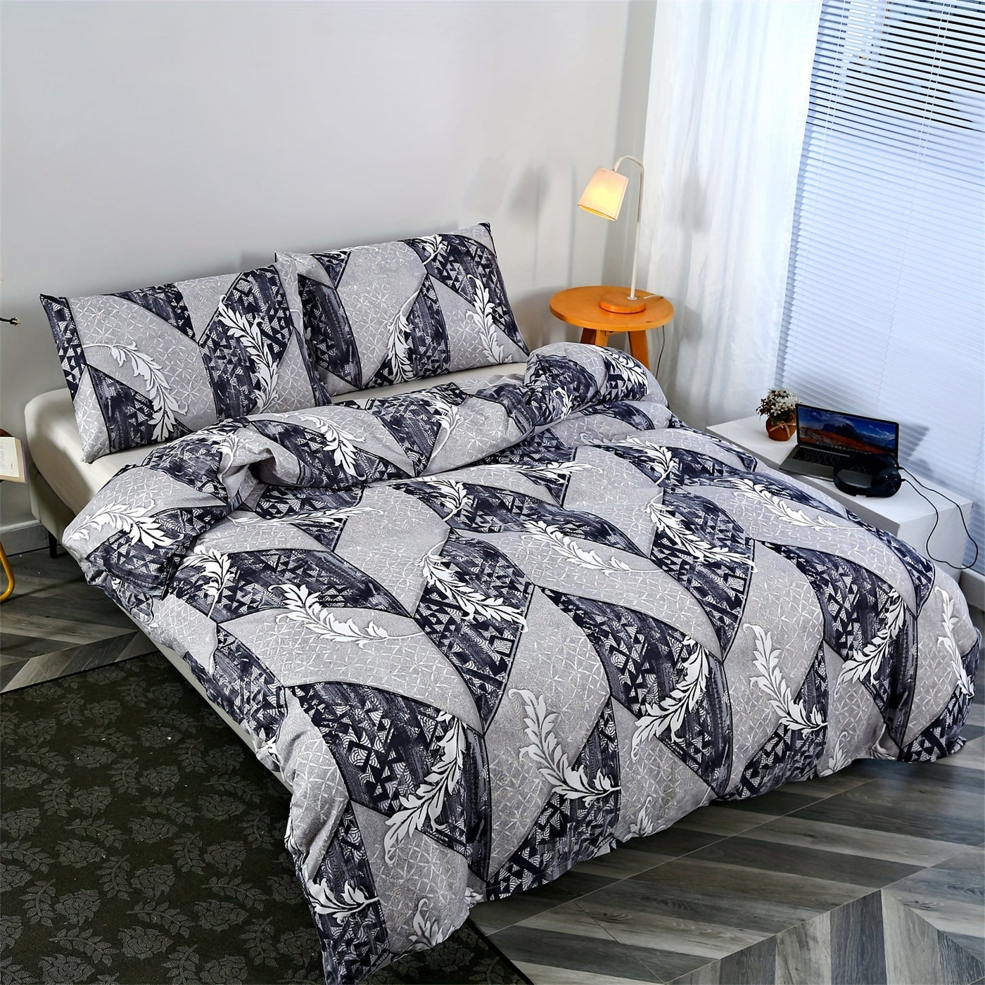 3pcs Geometrische Diamant gesteppte Bettwäsche Set