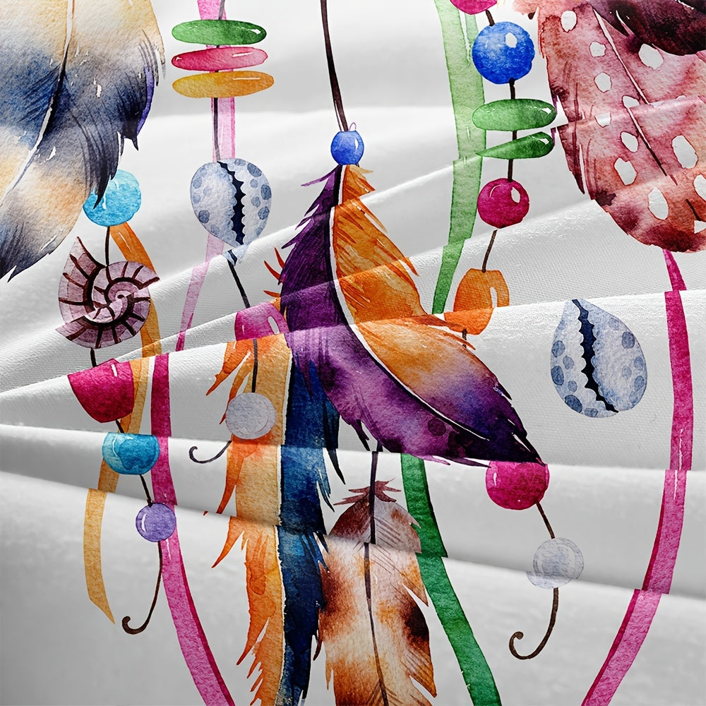 3-teiliges Bettwäsche-Set – Traumfänger & Aquarellfedern, Für Einzel