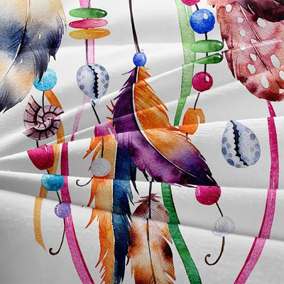 3-teiliges Bettwäsche-Set – Traumfänger & Aquarellfedern, Für Einzel