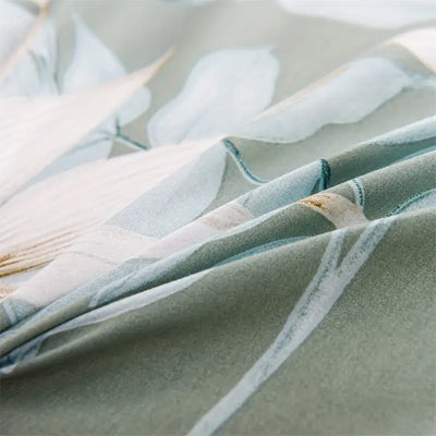 3-teiliges Bettwäsche-Set mit Grünem Blattmuster