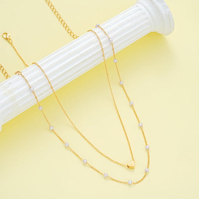 3tlg. Einfaches Liebe Imitationsperlen Halskette Armband Set