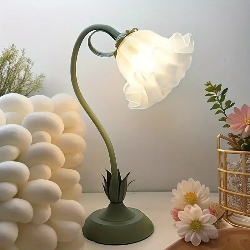 Vintage-Blumen-Tischlampe, Gemütliches Nachttischlicht