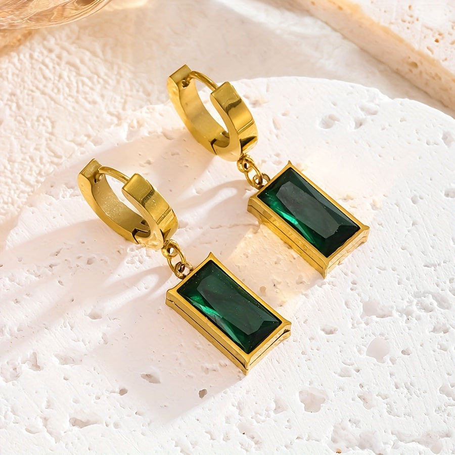 3-teiliges Vintage Boho Schmuckset mit grünen Zirkonia