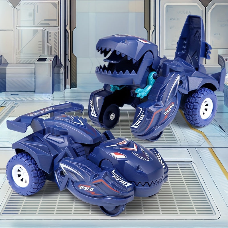 2-in-1 Dinosaurier-Auto Spielzeug – Automatisch & Manuell, Blau
