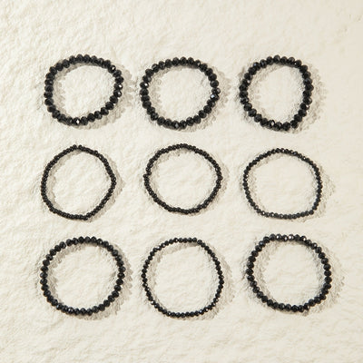 9er-Set Boho Schwarze Perlenharz Armbänder – Stretch, Für Alltag & Partys