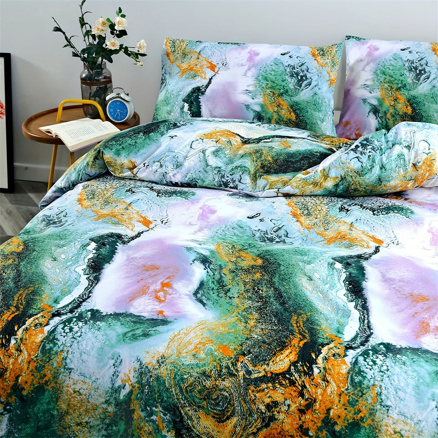 3-teiliges Marmor-Bettwäsche-Set, Weich, Atmungsaktiv, Für Schlafzimmer