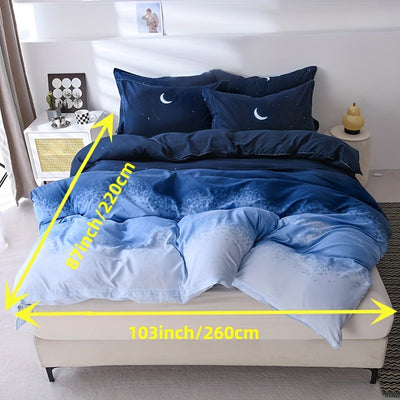 3-teiliges Bettbezug-Set – Monddruck, Weich & Bequem, Für Schlafzimmer & Gästezimmer