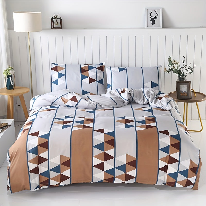 3-teiliges Bettbezug-Set – Hautfreundlich, Blumenmuster & Geometrisch