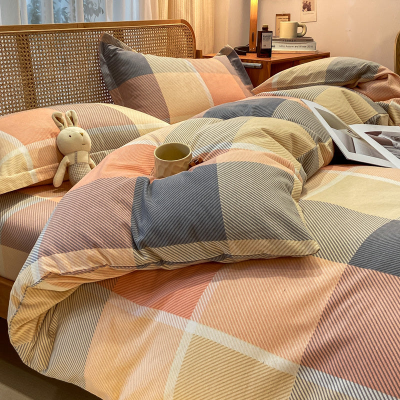 3-teiliges Luxus Bettwäsche-Set – Weicher, Schrumpffreier Polyester, Kariertes