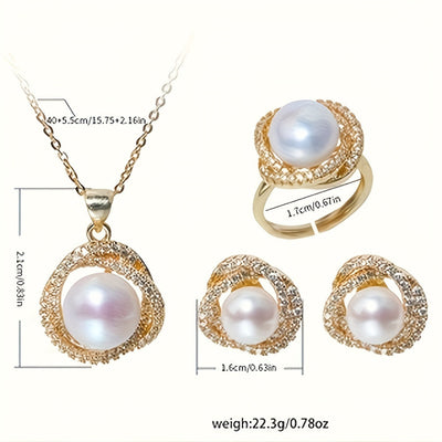 4tlg. Luxus-Perlenschmuck-Set für Damen