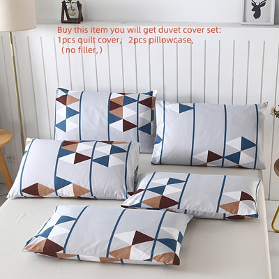 3-teiliges Bettbezug-Set – Hautfreundlich, Blumenmuster & Geometrisch