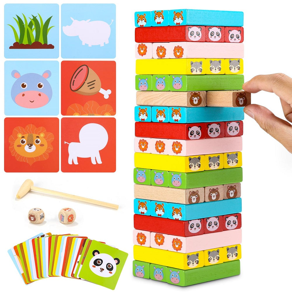 Wackelturm Kinderspiel, Stapelspielzeug aus Holz