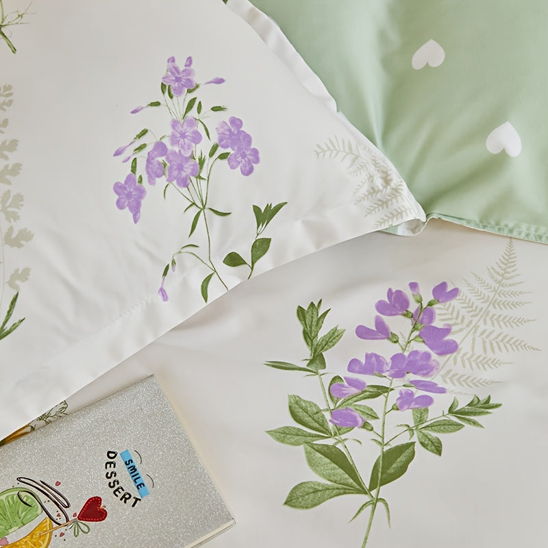 4pcs Vier Jahreszeiten Blumendruck Bettwäsche Set, weich und bequem