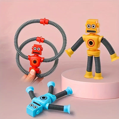 4er-Pack Flexirobo Roboter-Spielzeug mit Saugnäpfen, Stressabbau