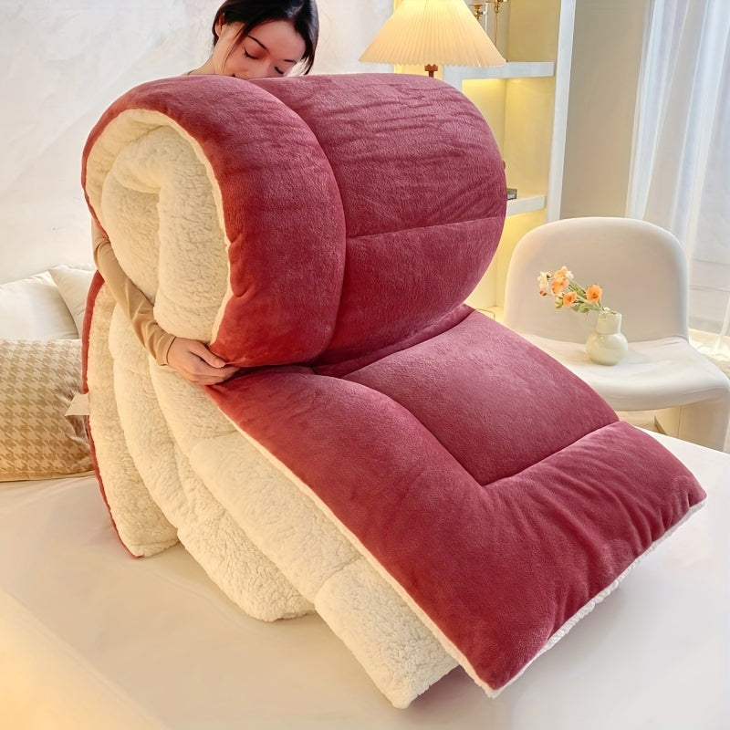 Warme Winterdecke, atmungsaktive, dicke Plüschdecke mit zwei Seiten
