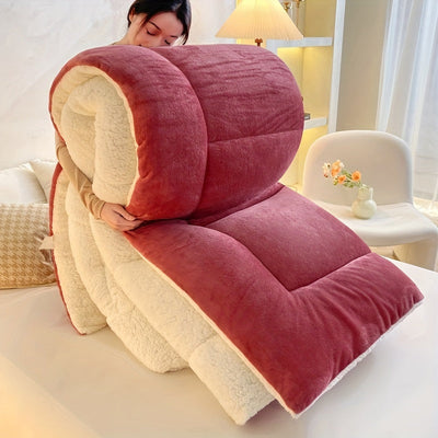 Warme Winterdecke, atmungsaktive, dicke Plüschdecke mit zwei Seiten