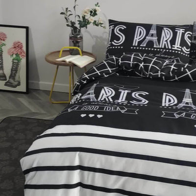 3-teiliges Gestreiftes Bettbezug-Set – Weiches Polyester, Atmungsaktiv