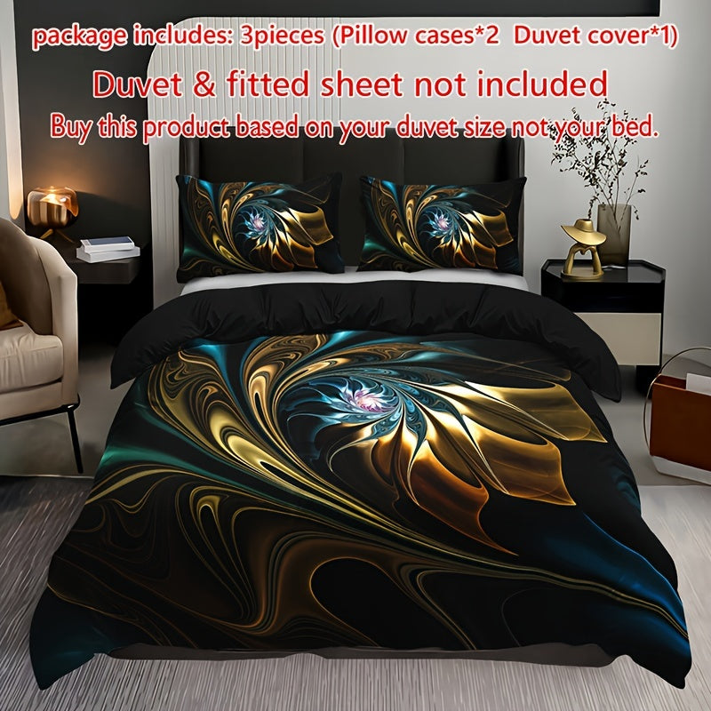 3-teiliges Bettwäsche-Set – Abstraktes Marmor-Design, Atmungsaktiv, Maschinenwaschbar