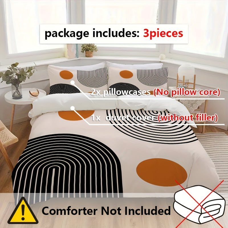 3-teiliges Bettwäsche-Set – Kreismuster, Weich & Atmungsaktiv